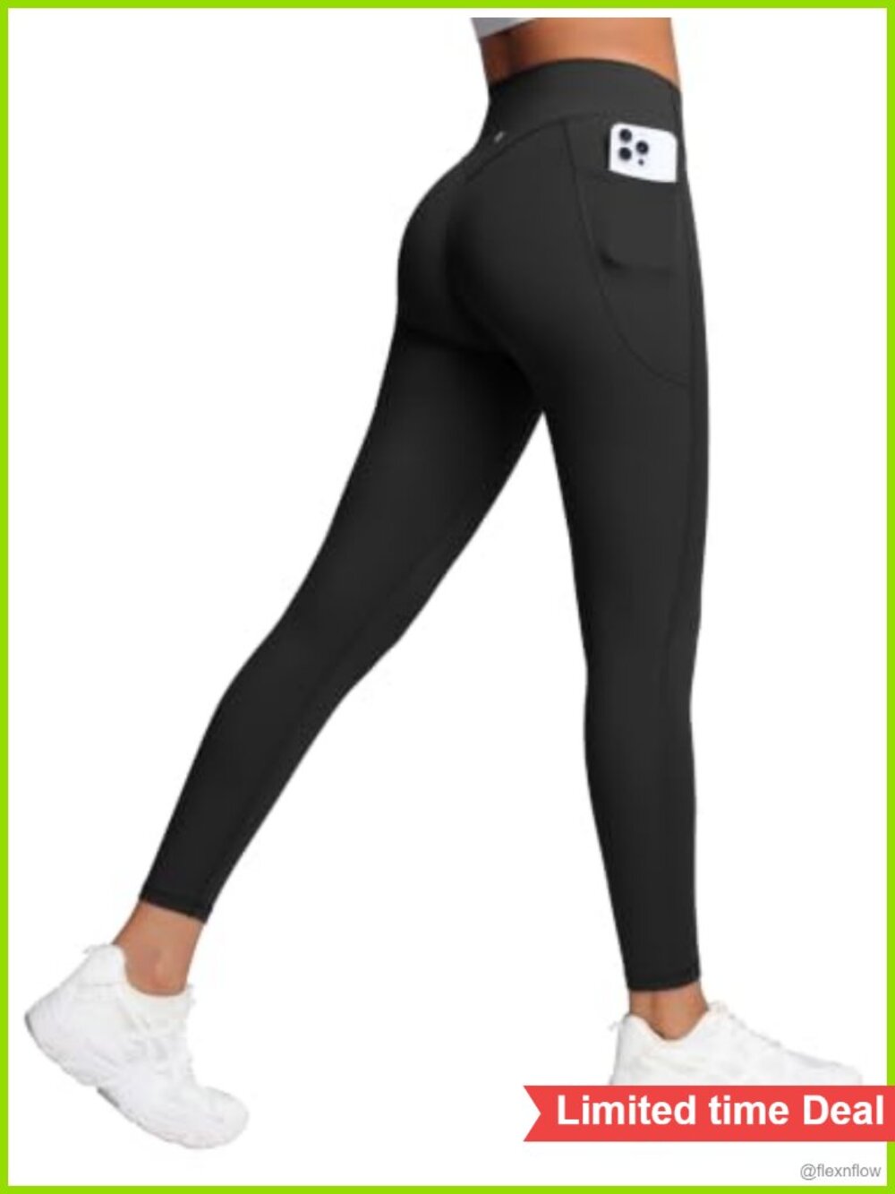 High Waist Leggings with Pockets, No Front Seam, 25in Ankle Length, Nylon